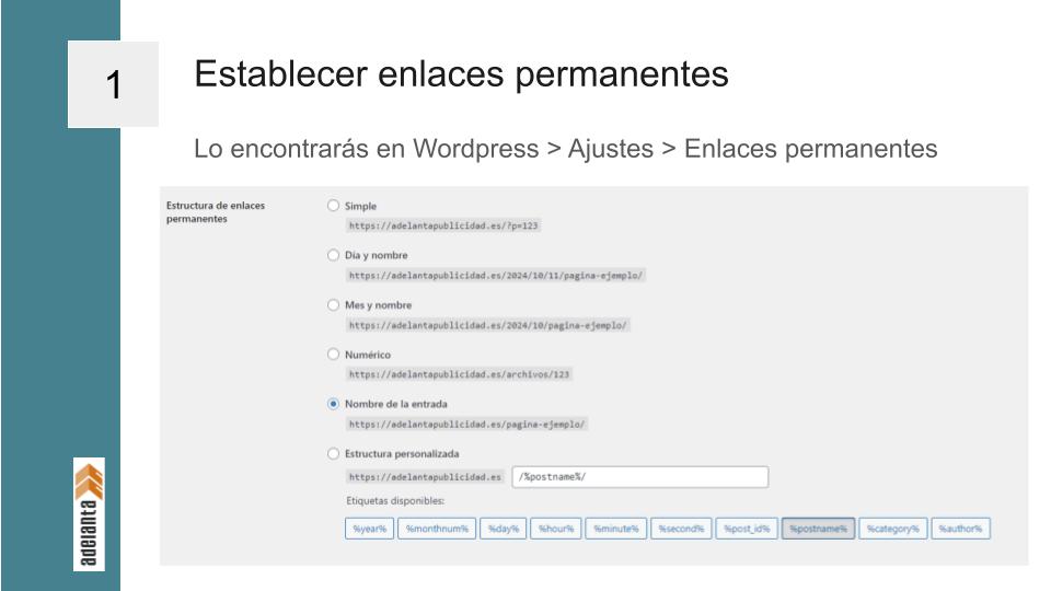 Configurar enlaces permanentes para un blog wordpress