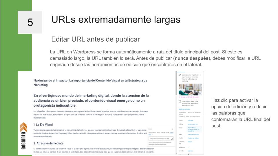 El uso de URLs extremadamente largas en post de blog no favorece el SEO, corrigelo utilizando esta tecnica