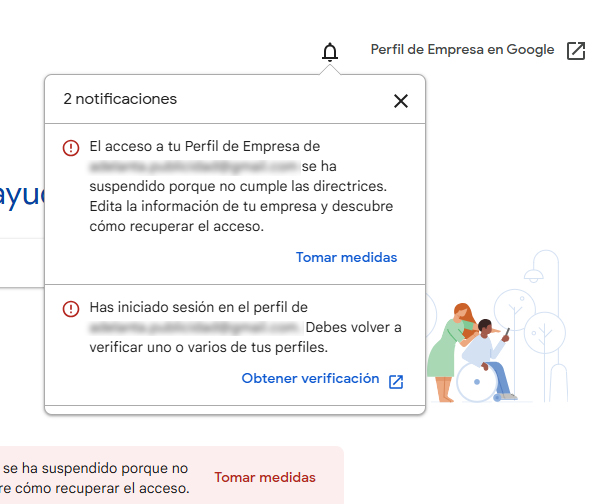 Notificaciones el perfiles de negocios o fichas de empresa directamente desde Google