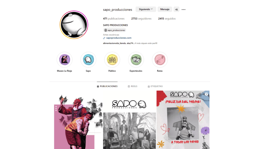 Feed creativo de Sapo Producciones en Instagram